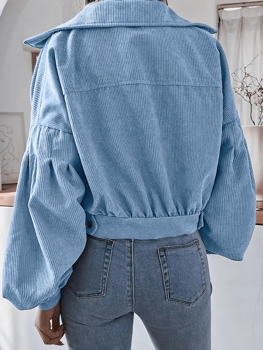 Ins Style Autumn and Winter European and American Lantern Long-Sleeved Corduroy Casual Short Outwear Jacket Amazon Hot Cross-Border Women's Clothing by Trenches of Mariana