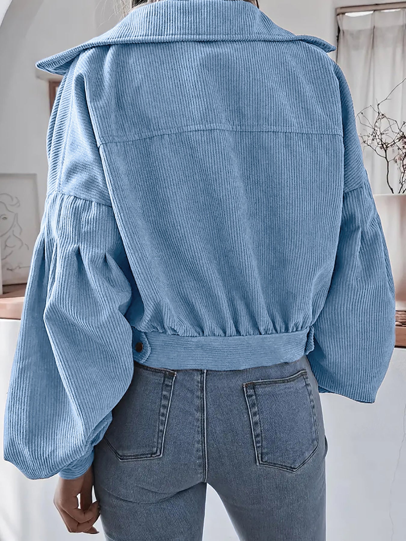 Ins Style Autumn and Winter European and American Lantern Long-Sleeved Corduroy Casual Short Outwear Jacket Amazon Hot Cross-Border Women's Clothing by Trenches of Mariana