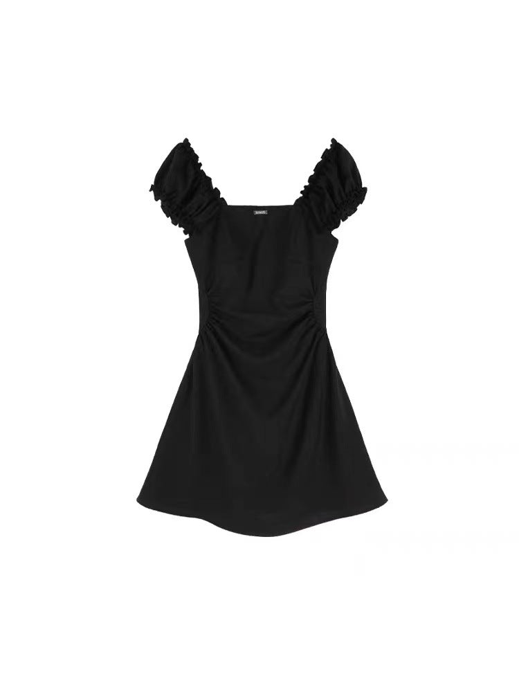 FRENCH HEPBURN STYLE; ￼Waist-Cinching Slimming Square-Neck Dress