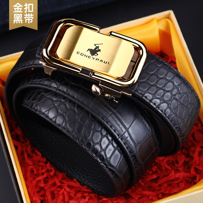 Men's Belt Genuine Leather Crocodile Pattern,Automatic Buckle