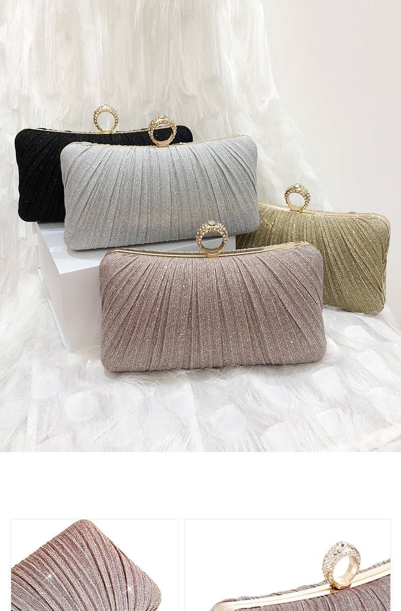 Trenches of Mariana Chinese-style pleated dinner clutch bag with cross-body strap, elegant evening bag for special occasions