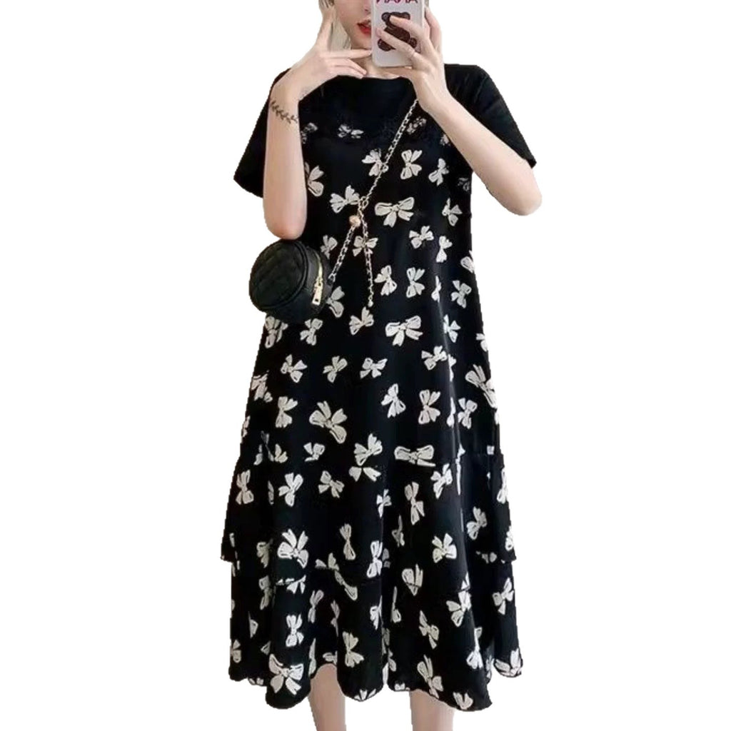 Fake Two-Piece Dress for Women 2026 Summer New French Floral Long Dress Loose Slimming Tea Break Dress Patchwork Dress by Trenches of Mariana