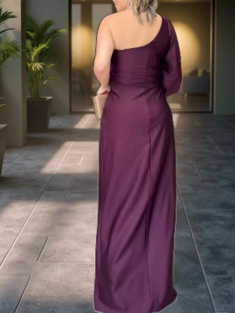 Trenches of Mariana summer slim fit dress with shoulder knot and split design, solid color, in stock for cross-border sale.