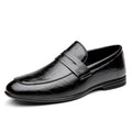 Men's British style bean shoes by Trenches of Mariana, solid color casual leather slip-on shoes with cowhide material.