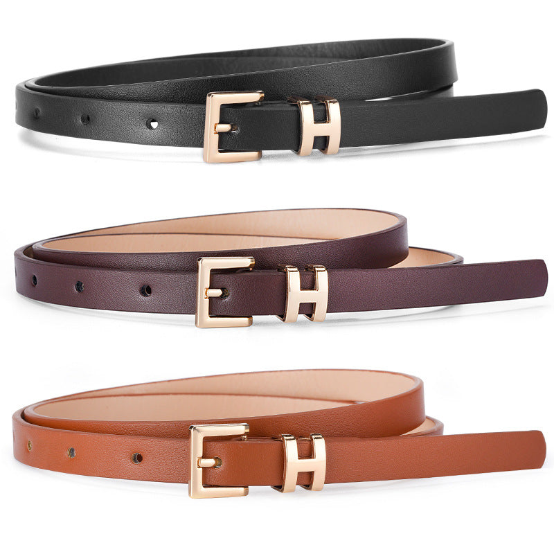 New Foreign Trade Hot-Selling I-Buckle Thin Belt for Women, Fashionable, High-End, Versatile Dress, Suit Decorative Belt by Trenches of Mariana
