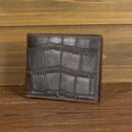 Crazy Horse leather embossed crocodile pattern men's wallet short genuine leather European and American retro wallet horizontal first layer cowhide silver bag by Trenches of Mariana