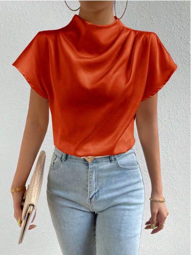 Ruched Satin and Trendy Blouse