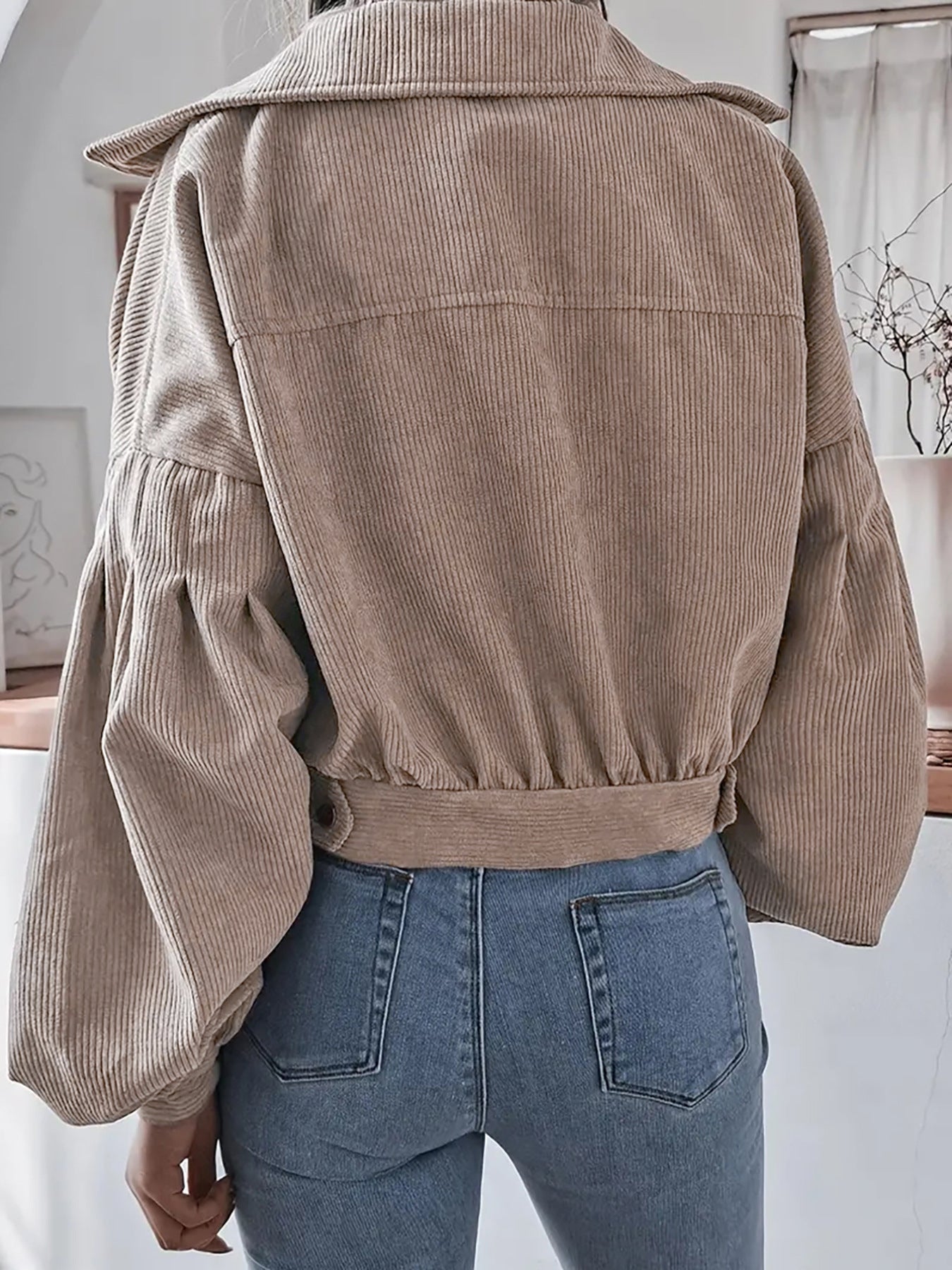 Ins Style Autumn and Winter European and American Lantern Long-Sleeved Corduroy Casual Short Outwear Jacket Amazon Hot Cross-Border Women's Clothing by Trenches of Mariana