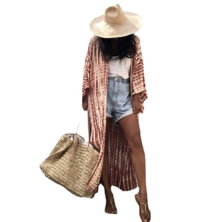 Trenches of Mariana women's rayon tie-dye beach cover-up with sun protection, loose fit, perfect for vacation and swimwear.