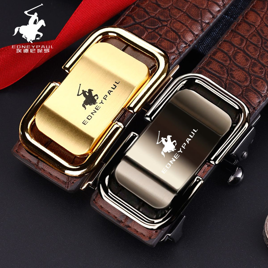 Men's Belt Genuine Leather Crocodile Pattern,Automatic Buckle