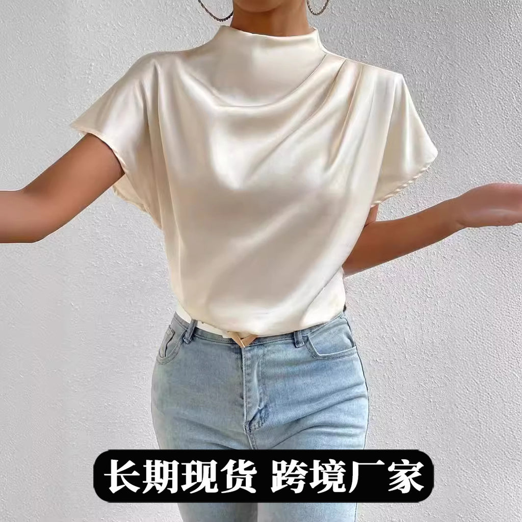 Ruched Satin and Trendy Blouse