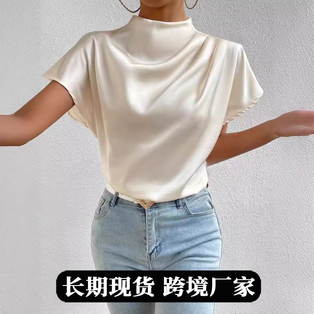 Ruched Satin and Trendy Blouse