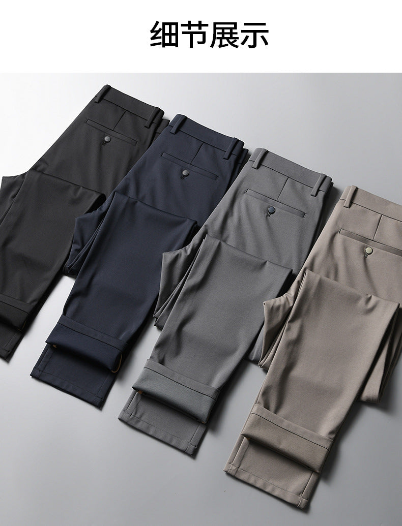 Men's casual trousers by Trenches of Mariana with mulberry silk, ice-feel summer straight-leg business pants, wrinkle-free design
