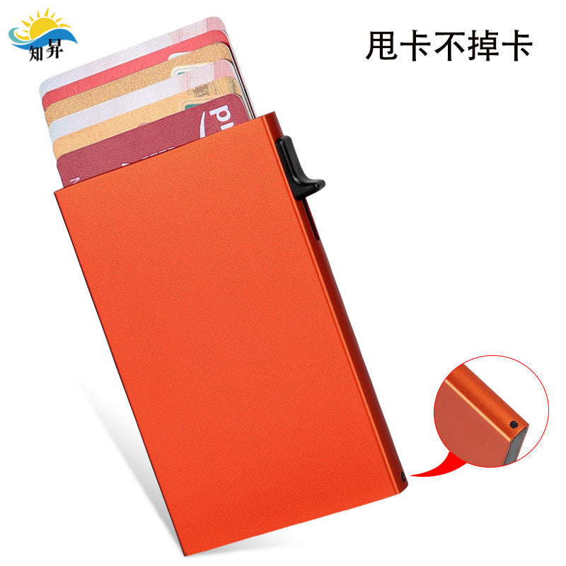 Fashionable and Simple Ultra-Thin Metal Automatic Pop-Up Card Holder for Men and Women Anti-Theft Brush Anti-Degaussing Aluminum Alloy Card Box by Trenches of Mariana