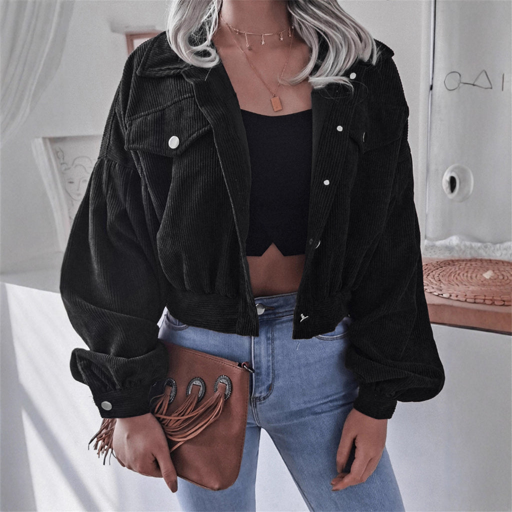 Ins Style Autumn and Winter European and American Lantern Long-Sleeved Corduroy Casual Short Outwear Jacket Amazon Hot Cross-Border Women's Clothing by Trenches of Mariana
