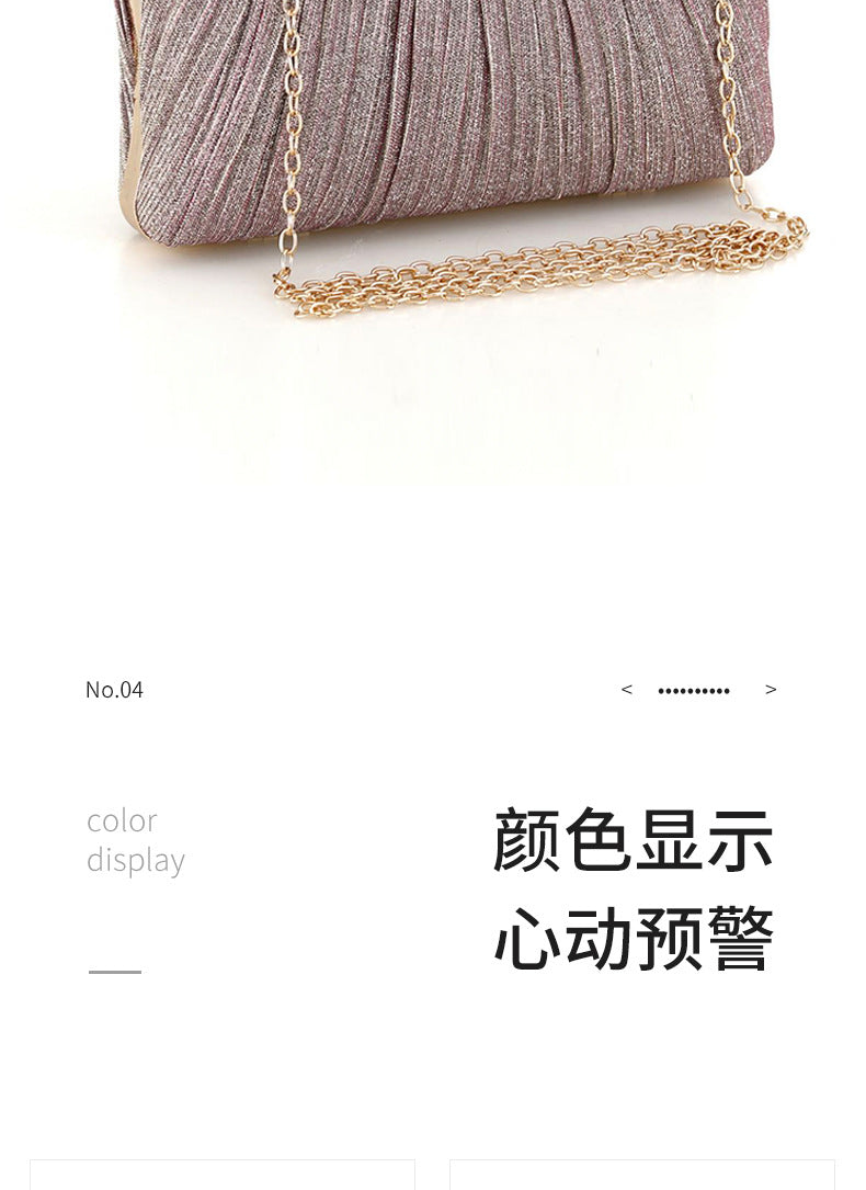 Trenches of Mariana Chinese-style pleated dinner clutch bag with cross-body strap, suitable for evening and banquet occasions.