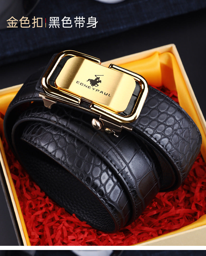 Men's Belt Genuine Leather Crocodile Pattern,Automatic Buckle