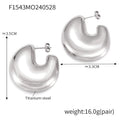 European and American fashion gold geometric C- shaped earrings titanium steel plated 18K gold simple design hollow bright three-dimensional earrings