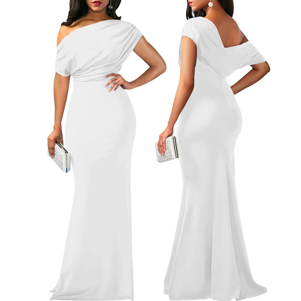 Elegant 2024 spring women's sleeveless off-shoulder long formal party dress by Trenches of Mariana, featuring a fitted silhouette.