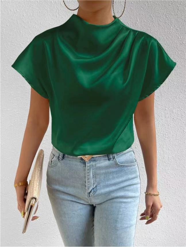 Ruched Satin and Trendy Blouse
