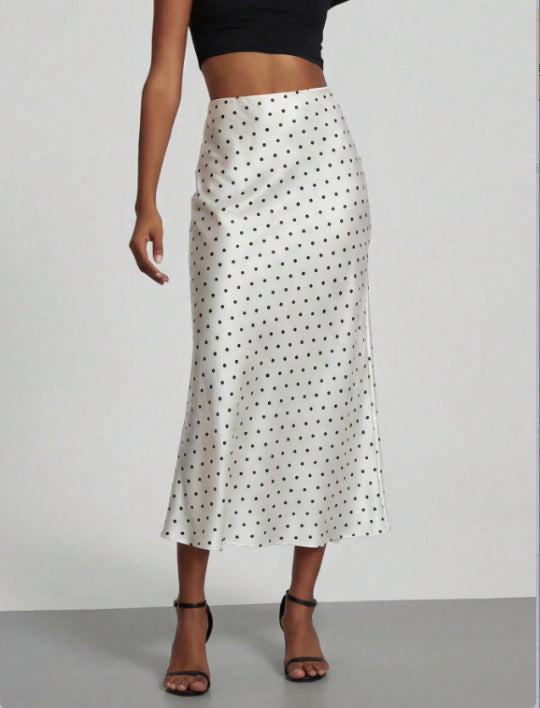 Elegant Satin Midi Skirt Slimming and Flowy