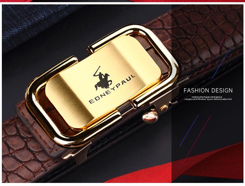 Men's Belt Genuine Leather Crocodile Pattern,Automatic Buckle