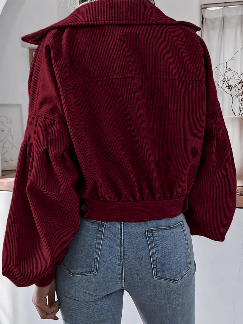 Ins Style Autumn and Winter European and American Lantern Long-Sleeved Corduroy Casual Short Outwear Jacket Amazon Hot Cross-Border Women's Clothing by Trenches of Mariana