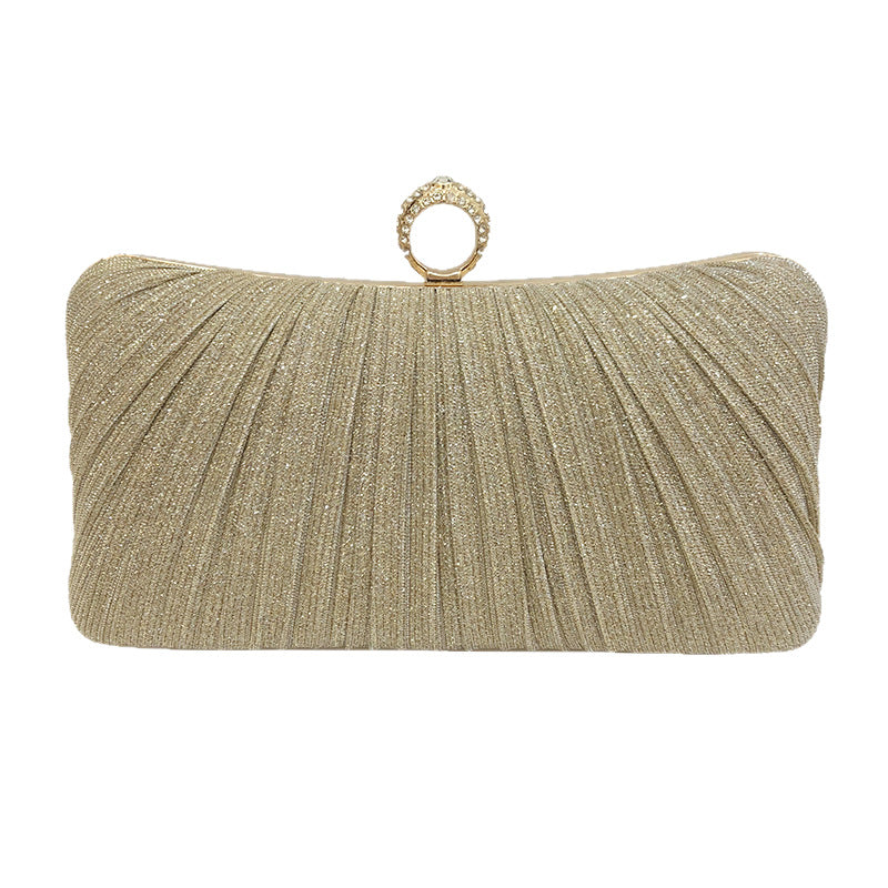 Trenches of Mariana Chinese-style pleated dinner clutch bag with cross-body strap, elegant banquet evening bag for ladies.