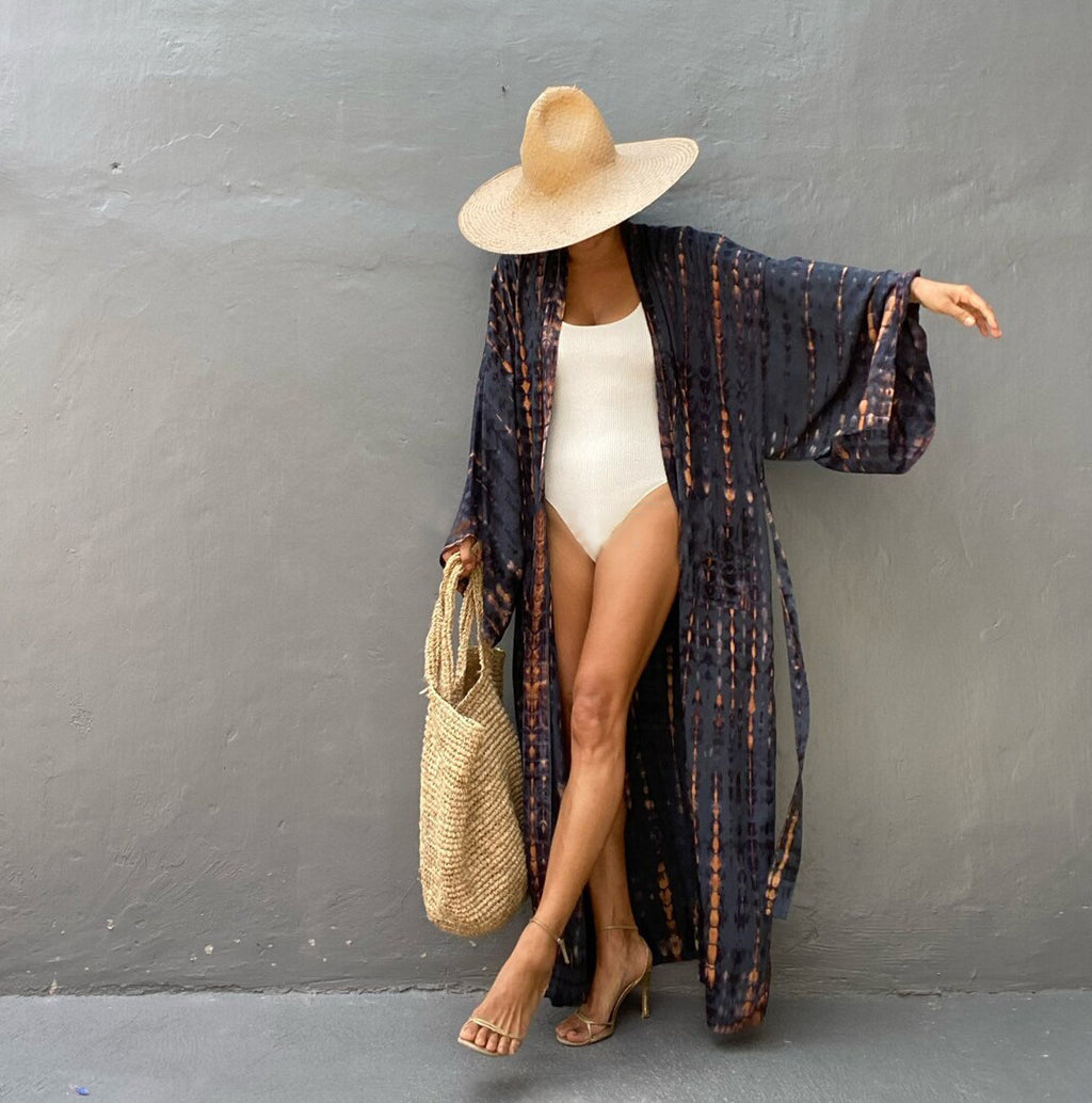 Women's Rayon Tie-Dye Beach Cover-Up by Trenches of Mariana featuring sun protection and a loose fit for vacation swimsuits.