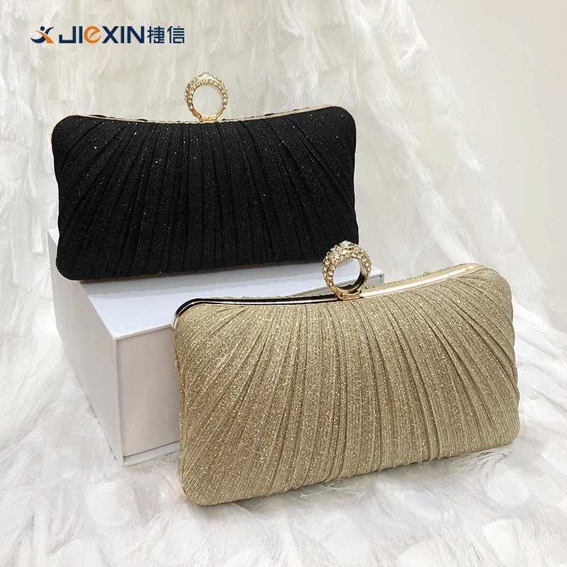 Trenches of Mariana Chinese-style pleated dinner clutch bag with cross-body strap, elegant evening bag for ladies, banquet occasion