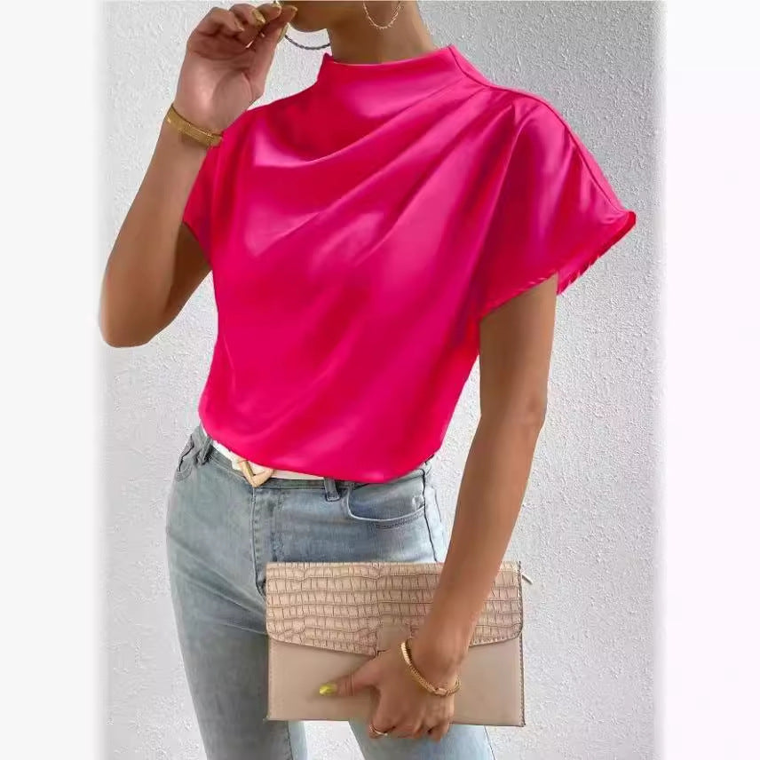 Ruched Satin and Trendy Blouse