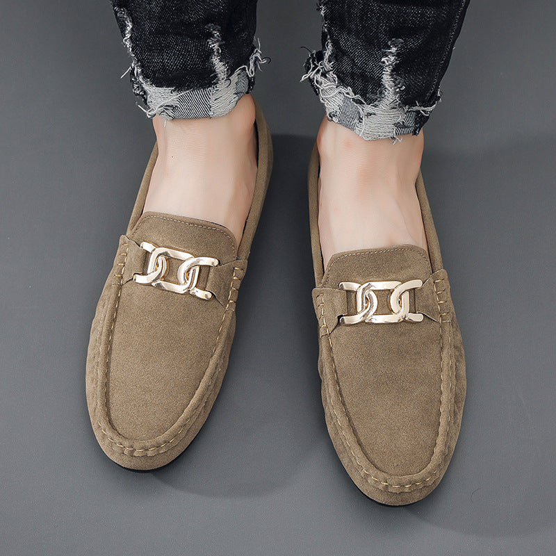 Doudou Shoes Men's Autum 2024 New Frosted Suede Lazy One-Leg Small Leather Shoes Loaf Driving Shoes for Men by Trenches of Mariana