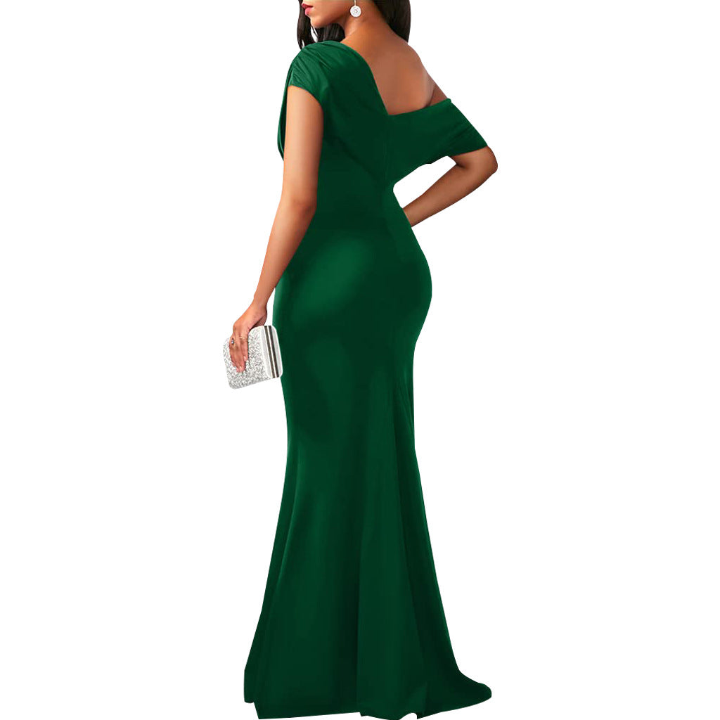Elegant 2024 spring women's sleeveless off-shoulder long formal dress by Trenches of Mariana, featuring a tight fit for parties.