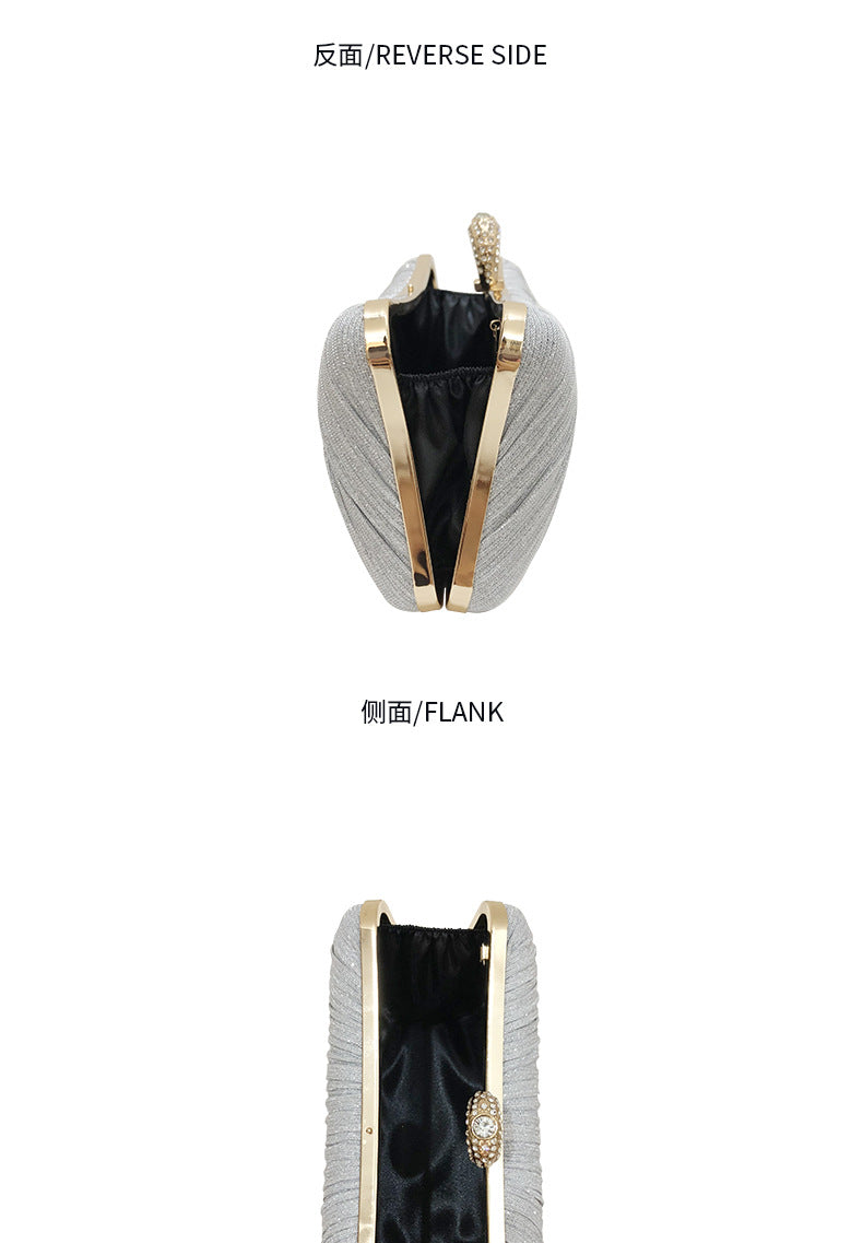 Trenches of Mariana Chinese-style pleated dinner clutch bag with cross-body strap, suitable for evening and banquet occasions