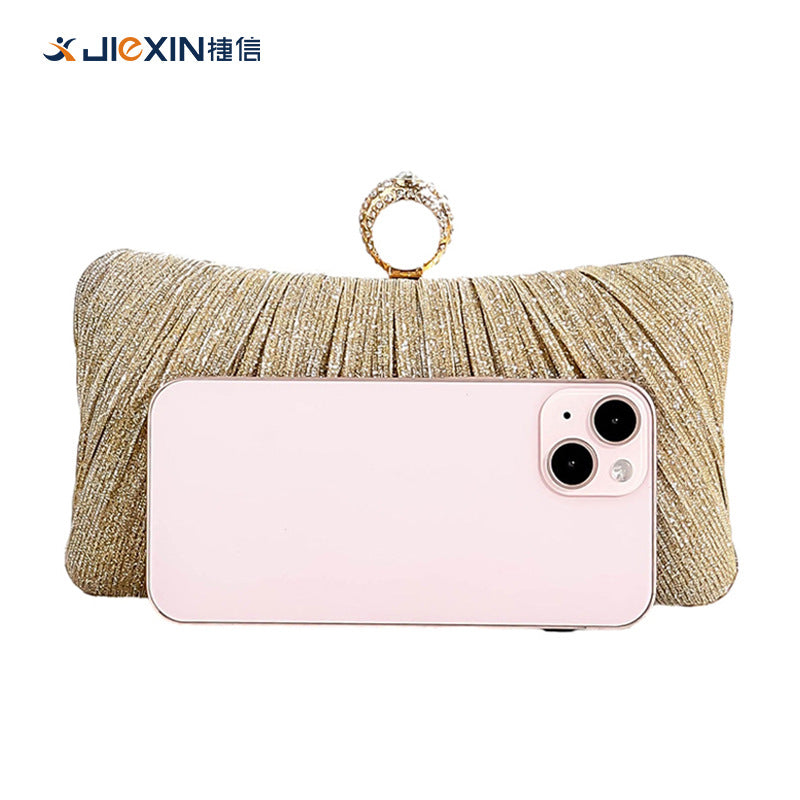 Trenches of Mariana Chinese-style pleated dinner clutch bag with cross-body strap, ideal for evening and banquet occasions