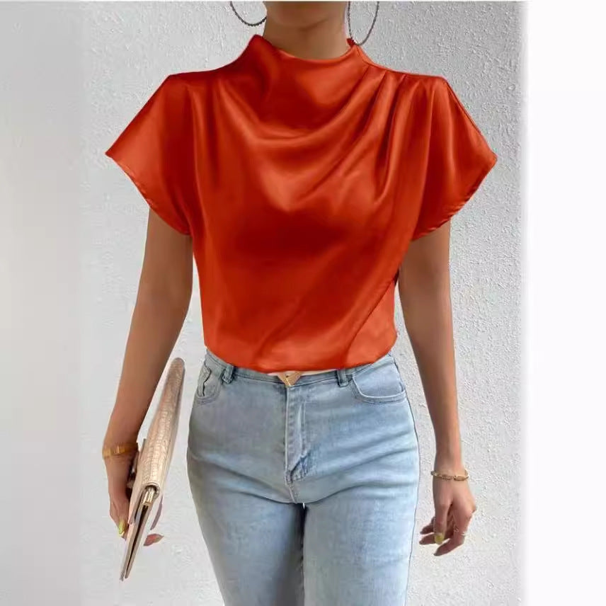 Ruched Satin and Trendy Blouse