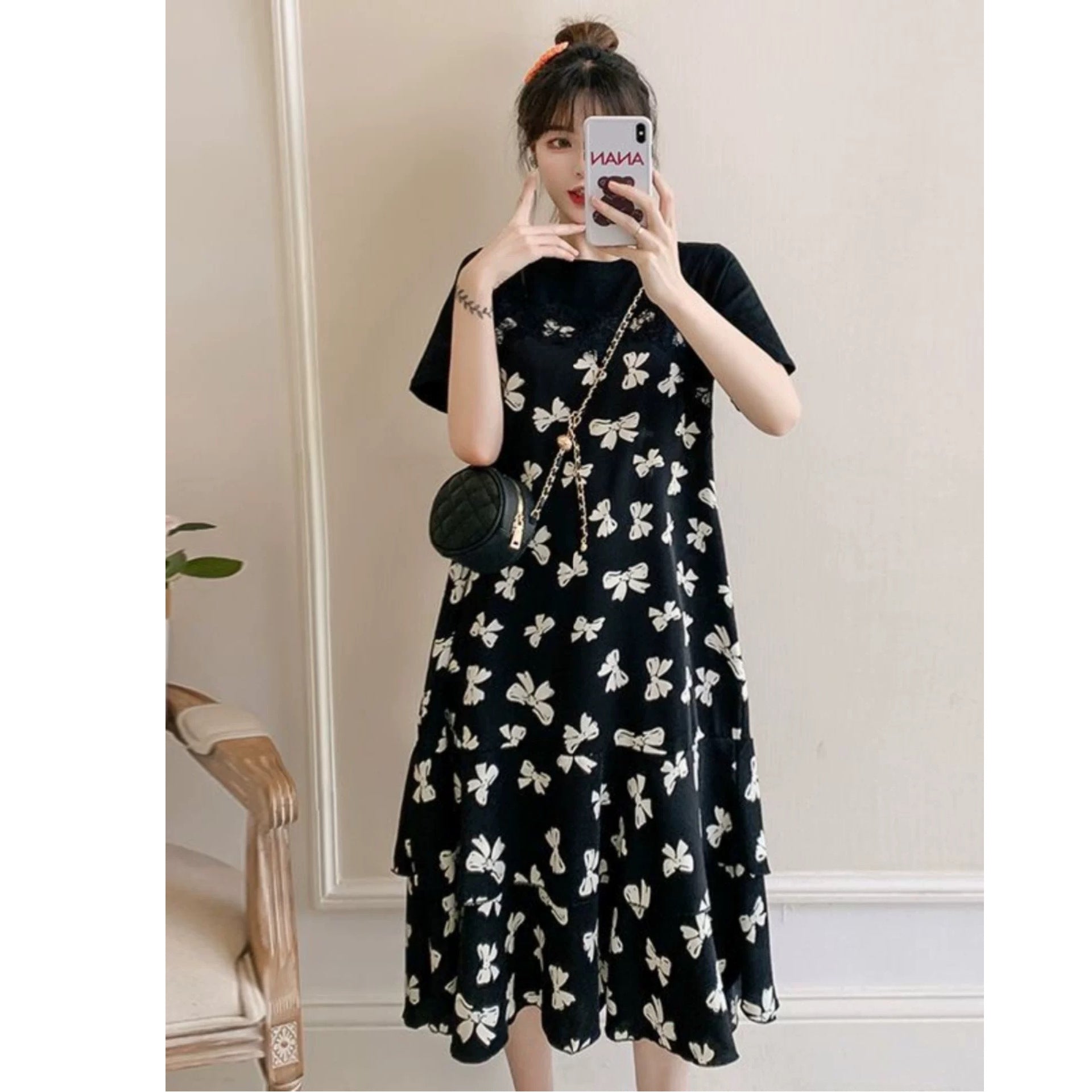 Fake Two-Piece Dress for Women 2026 Summer New French Floral Long Dress Loose Slimming Tea Break Dress Patchwork Dress by Trenches of Mariana