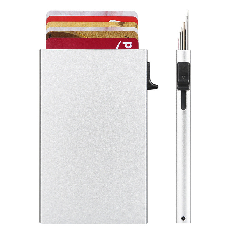 Fashionable and Simple Ultra-Thin Metal Automatic Pop-Up Card Holder for Men and Women Anti-Theft Brush Anti-Degaussing Aluminum Alloy Card Box by Trenches of Mariana