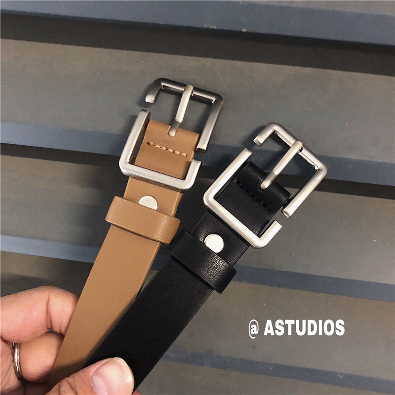 Internet Popular Casual Trousers Thin Belt Men's Korean Style Young Men's PU Leather Small Belt ns Style All-match Belt Decoration by Trenches of Mariana