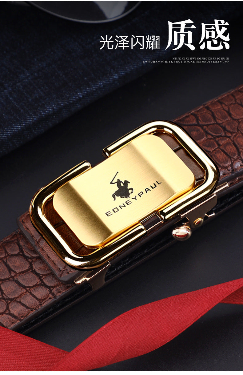 Men's Belt Genuine Leather Crocodile Pattern,Automatic Buckle