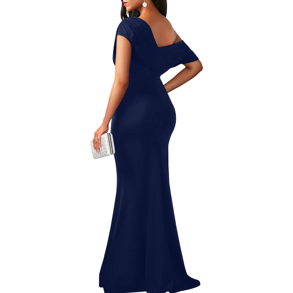 Elegant 2024 spring women's sleeveless off-shoulder long formal party dress by Trenches of Mariana, featuring a fitted design.