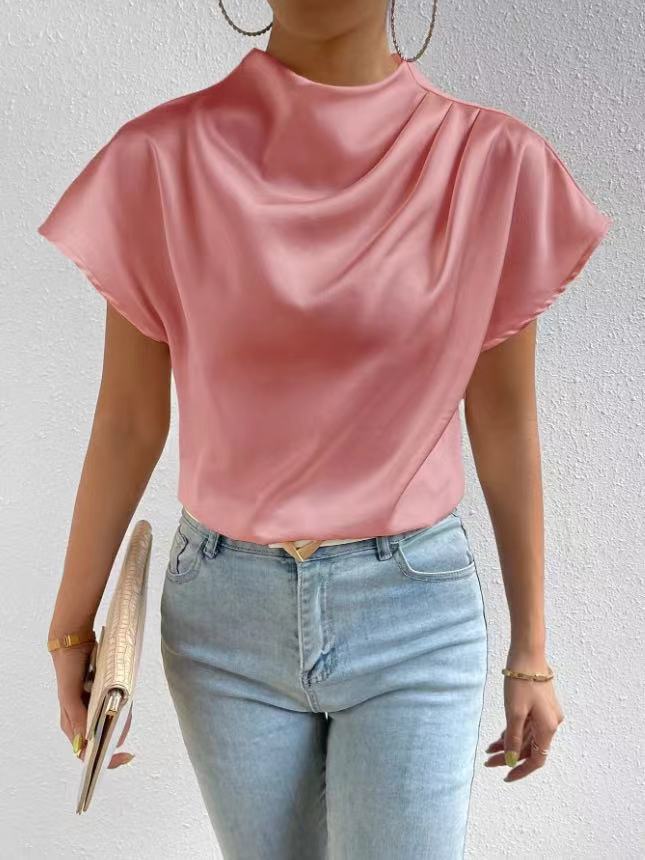 Ruched Satin and Trendy Blouse