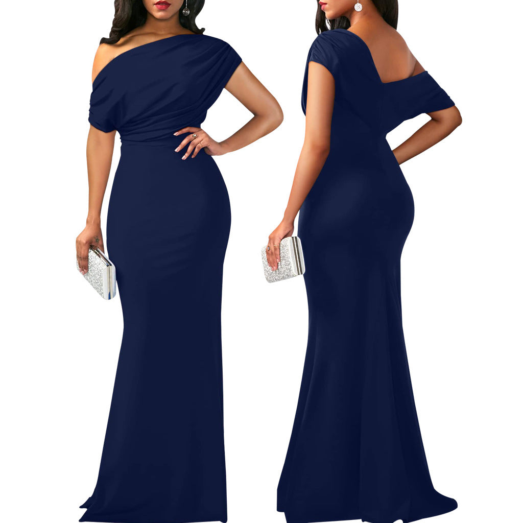 Elegant 2024 spring women's sleeveless off-shoulder long formal party dress by Trenches of Mariana, featuring a fitted silhouette.