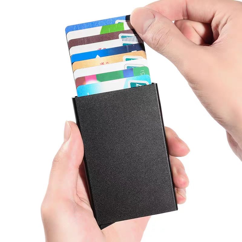Fashionable and Simple Ultra-Thin Metal Automatic Pop-Up Card Holder for Men and Women Anti-Theft Brush Anti-Degaussing Aluminum Alloy Card Box by Trenches of Mariana
