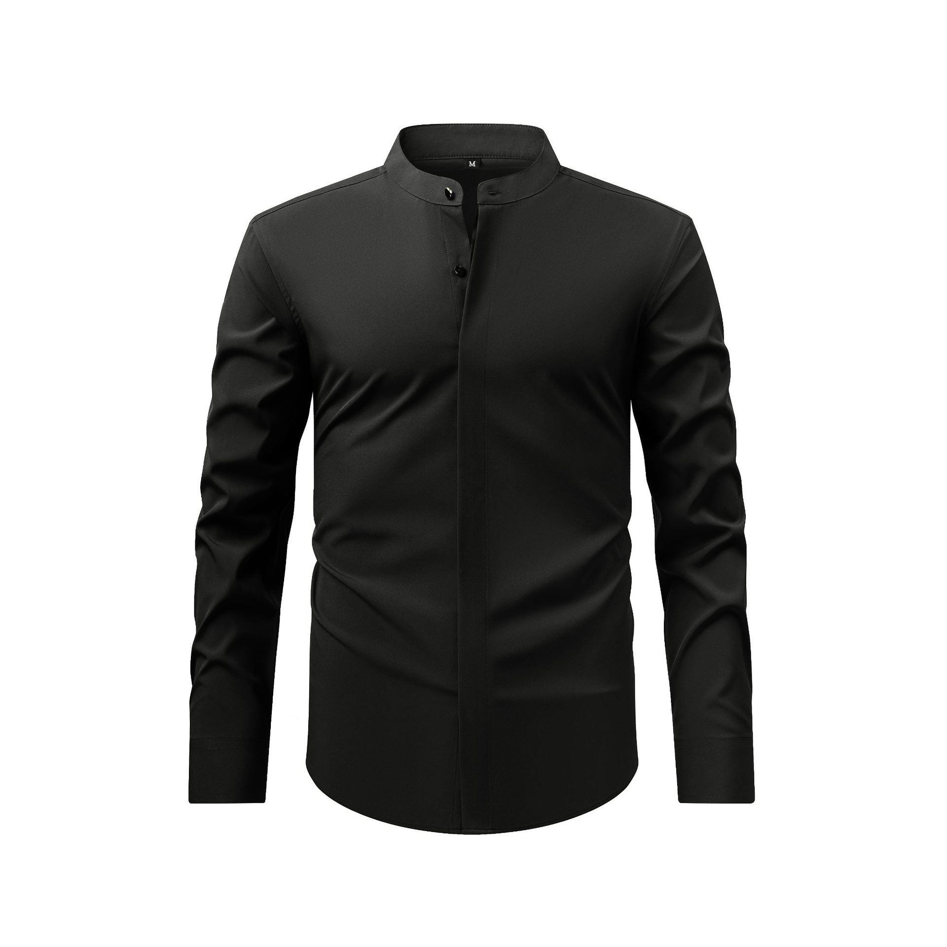 Men's retro collar long sleeve shirt by Trenches of Mariana, featuring elastic fabric, suitable for business casual spring and autumn wear.