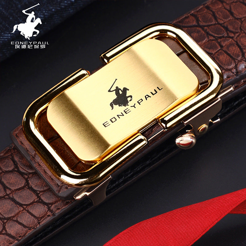 Men's Belt Genuine Leather Crocodile Pattern,Automatic Buckle