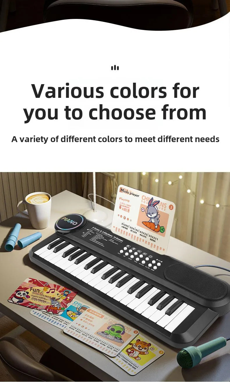 Kids Electric Piano 37 Baby Keyboard with Microphone Singing Songs Development Educational Toy Musical Instrument Games Children by Trenches of Mariana
