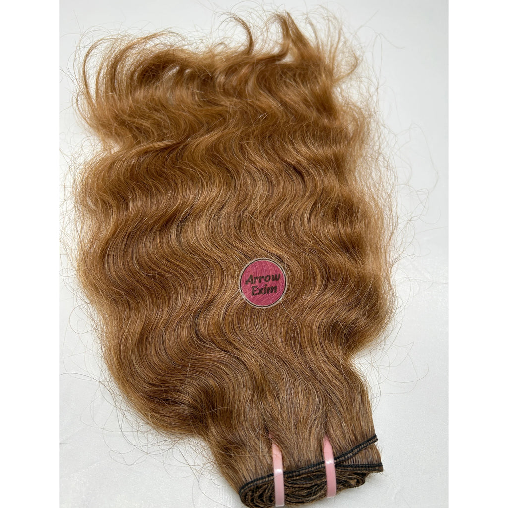 Arrow Exim Honey Blonde Curly Remy Indian Hair Extensions No Shedding Machine Double Weft Weave Bundle 100g