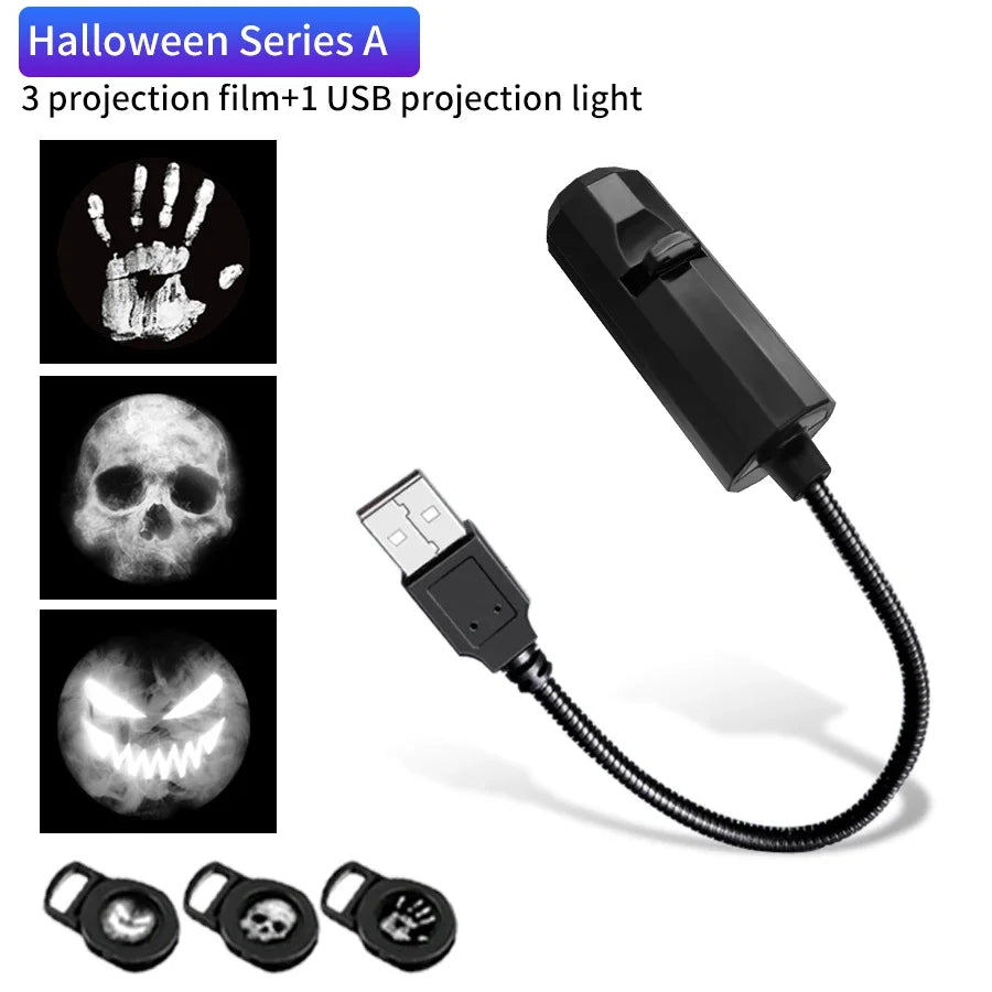 USB Projection Lamp Planet/Halloween/Christmas Theme Indoor Ceiling Projection Night Lamp For Room Wall Decoration Festival Gift by Trenches of Mariana