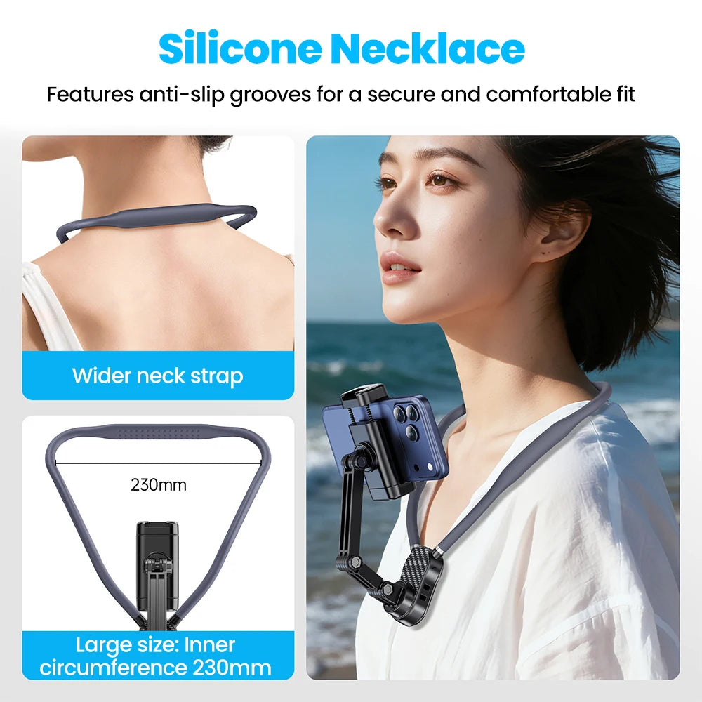 Neck Hanging Phone Holder First Person Perspective Shooting of Self Media Live Streaming Action Camera Magnetic 360 Rotate Stand